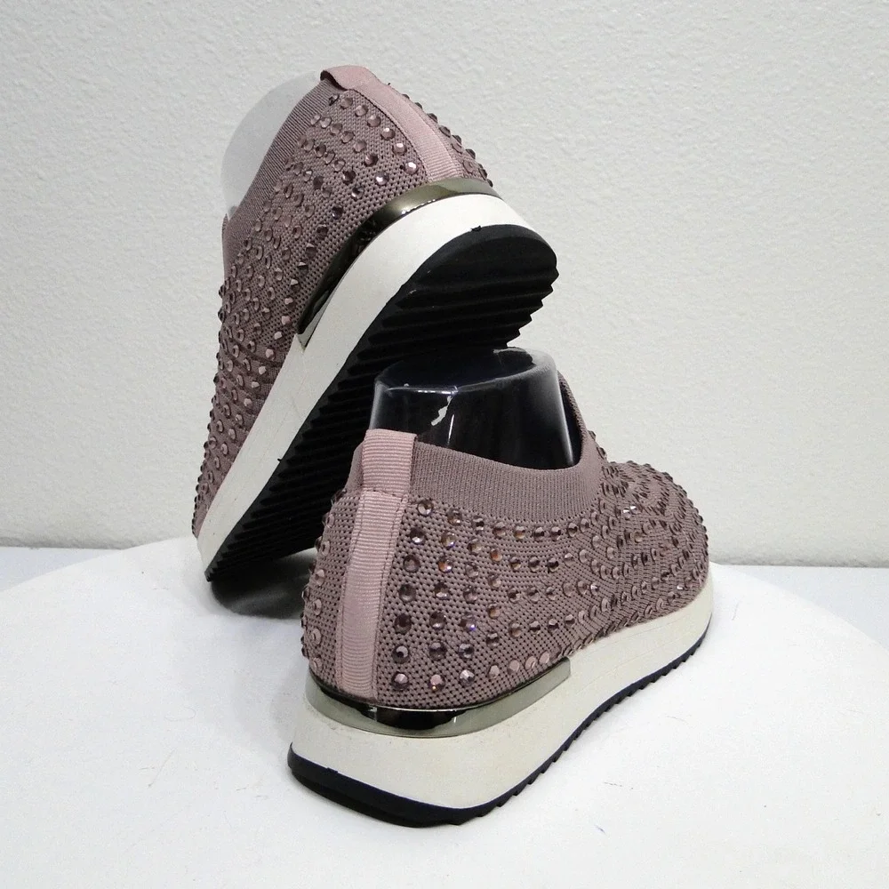Kenneth Cole Reaction Cameron Jewel Jogger Mauve Rhinestone Slip On Sneakers 7.5 - Picture 4 of 14